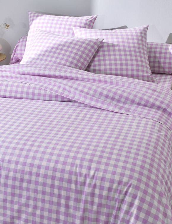 Linge de lit Lou imprimé carreaux - en coton (parme)