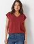 T-shirt met V-hals, glanzend fantasietricot (bordeaux)