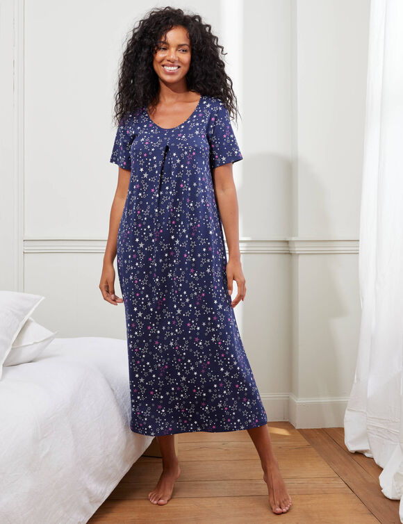 Pyjamashort in katoen met exotische print (marine / violine)