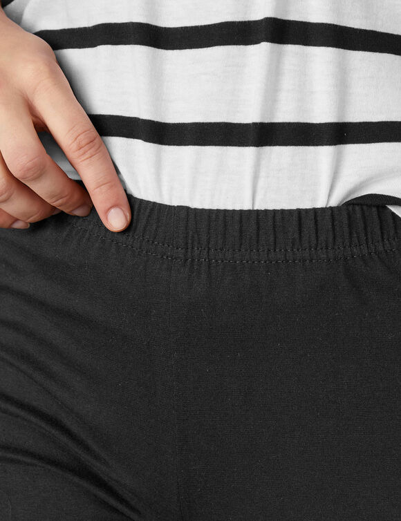 Rechte broek van tricot met elastische tailleband (zwart)
