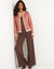 Cardigan bicolore, col rond (rozenhout / ecru)