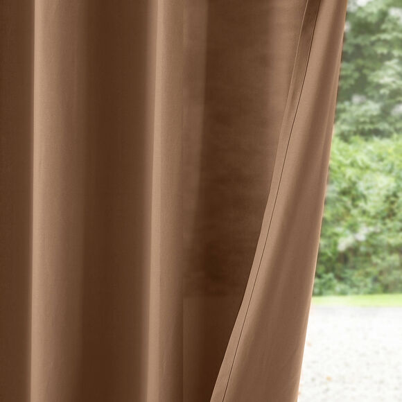 Rideau bachette uni tamisant oeillets (taupe)