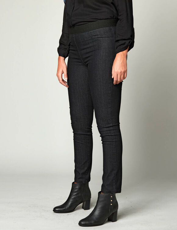 Jegging in denim met elastische taille, grote lengte (black)