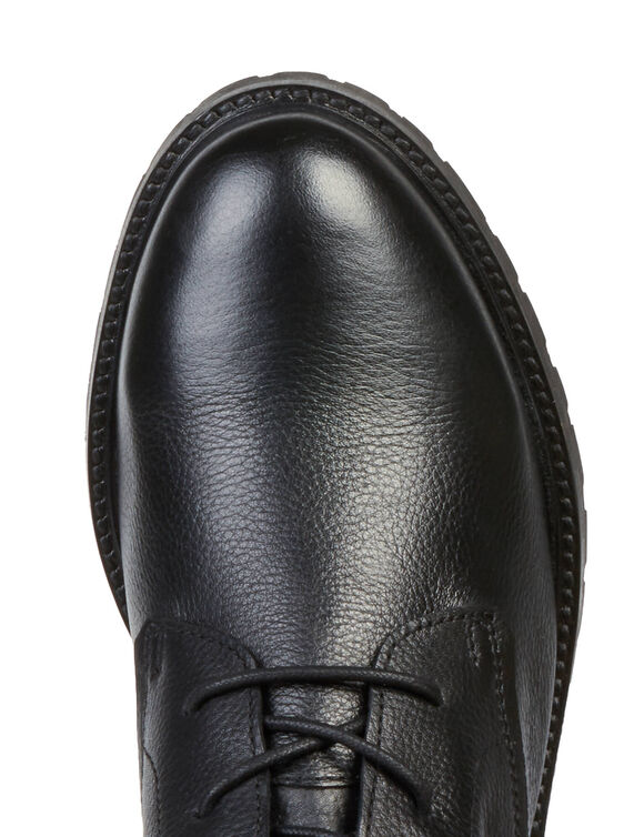 Boots noir semelle crantée dessus cuir (noir)