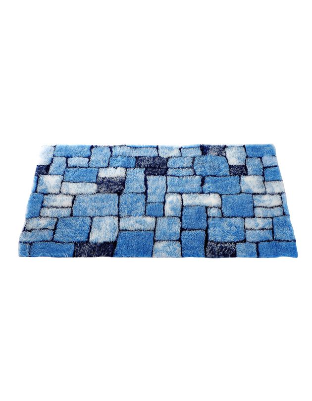 Badtapijtje mozaïek met pluchetouch (blauw)