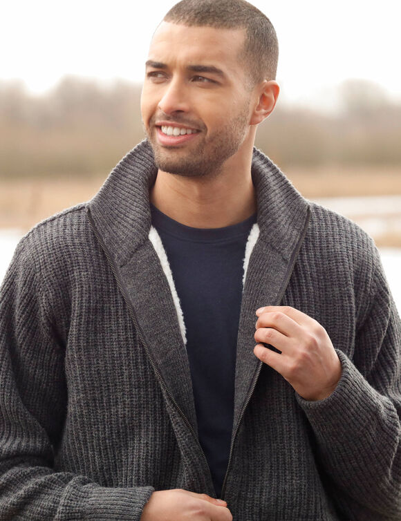 Blouson c&ocirc;te anglaise int&eacute;rieur fourr&eacute; (gris anthracite)