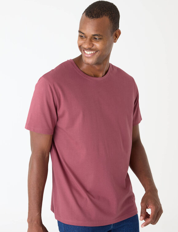 T-shirt met ronde hals en korte mouwen - set van 3 (donkerroze + lichtroze + beige)