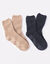 Chaussettes antid&eacute;rapantes en maille bouclette - lot de 2 (bleu + taupe)