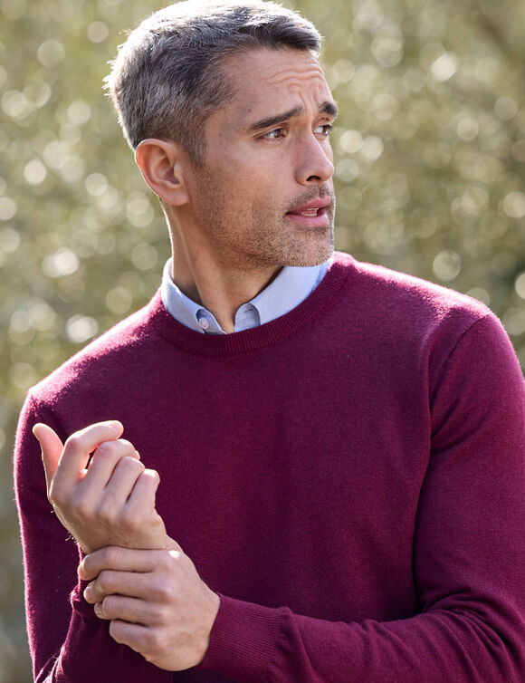Pull col rond 80% laine (bordeaux)