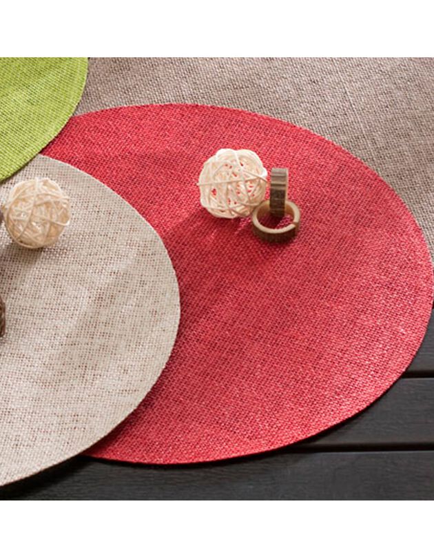 Ronde placemat in bamboe - Set van 4 (rood)