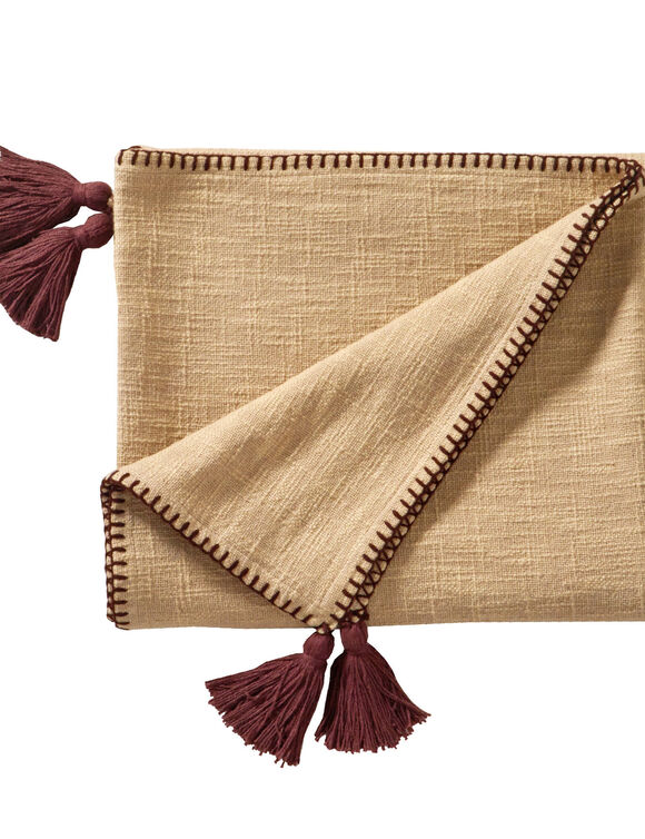 Plaid uni coton textur&eacute; (taupe)