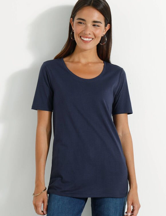 T-shirt col rond manches courtes (marine)