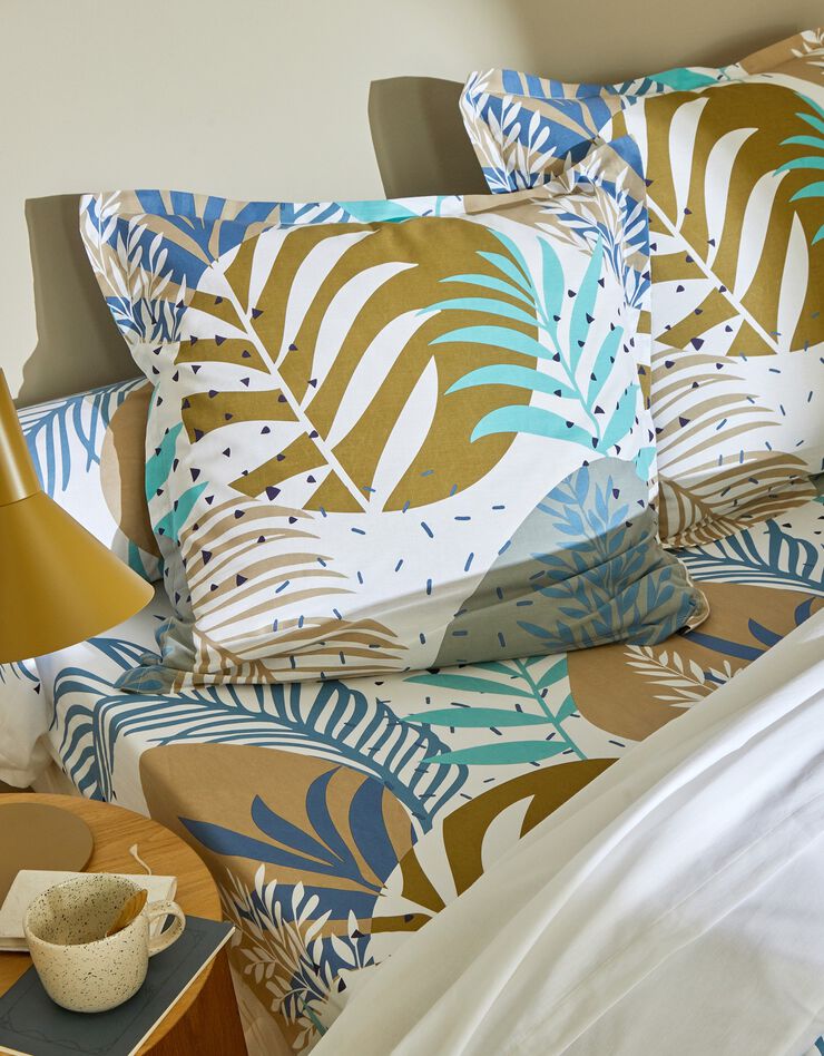 Linge de lit Fossile en coton imprimé végétal (blanc)