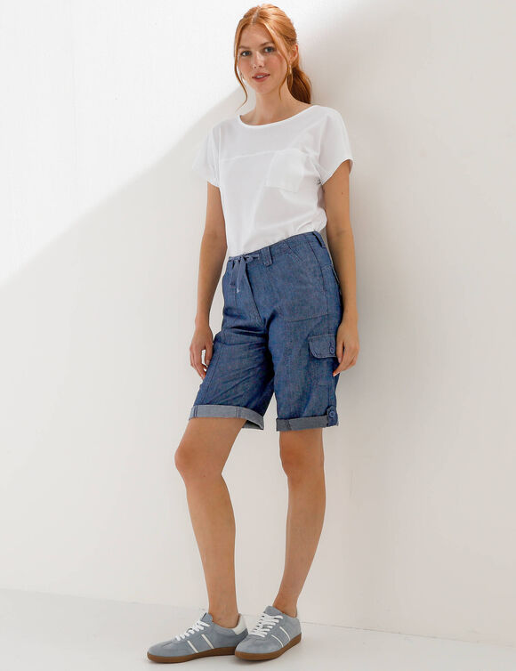 Bermuda battle en jean, retroussable (stone)