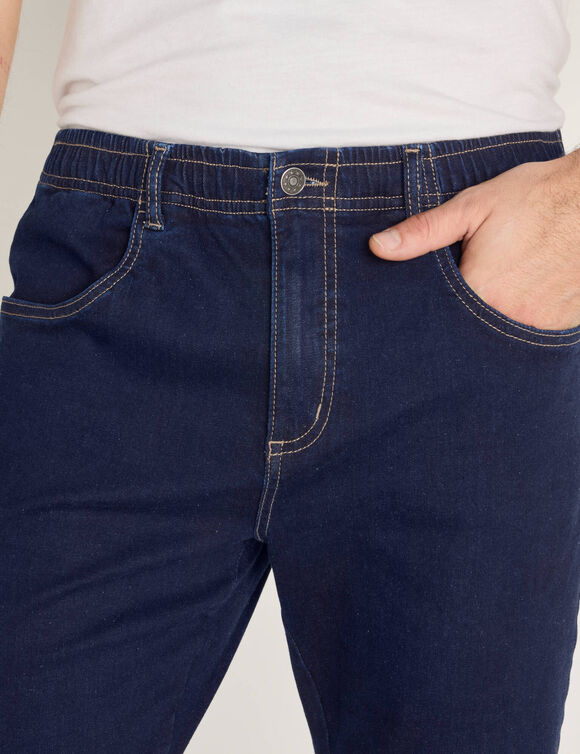 Jean droit ceinture &eacute;lastiqu&eacute;e - L30 (brut)