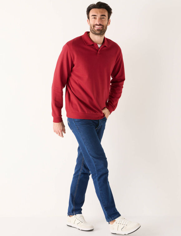 Sweat molleton col polo (rouge)
