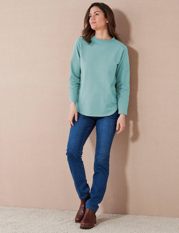 T-shirt molleton anti-froid, col montant   (bleu céladon)