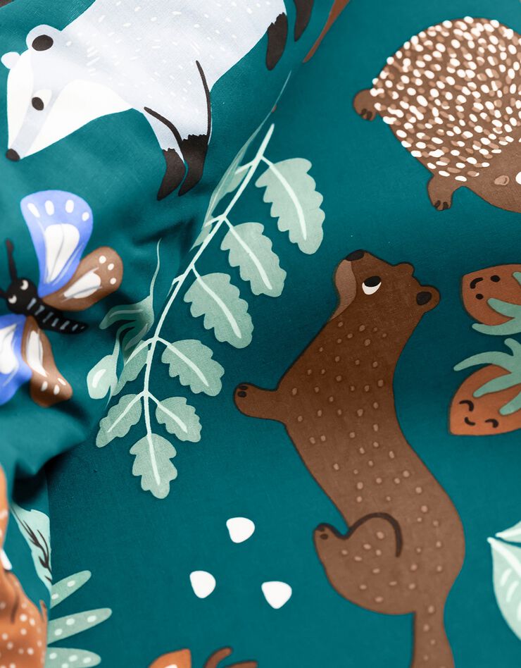Linge de lit enfant à motifs Ourson en coton biologique, éco-responsable (vert)