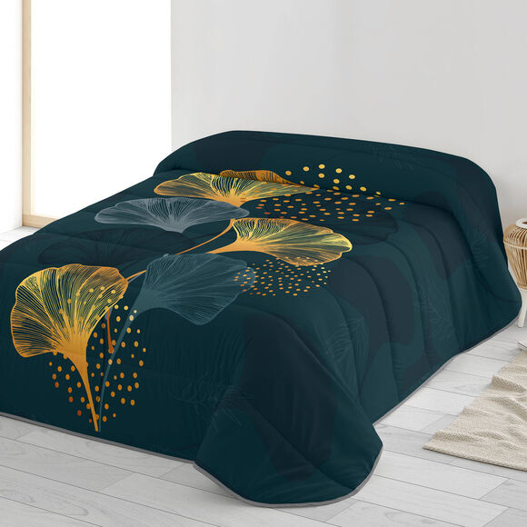 Couette microfibre imprimée Laila 200g/m2 (ardoise / bleu)