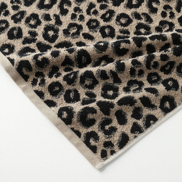Collection serviettes de bain jacquard motif peau de léopard 450 g/m2 (beige / noir)