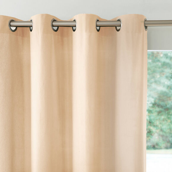 Gordijn in effen zeildoekstof met oogringetjes (ecru)