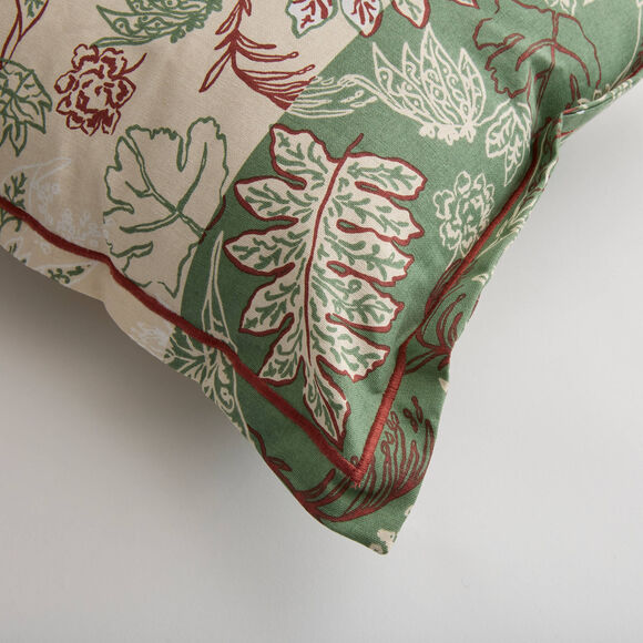 Coussin carr&eacute; imprim&eacute; indien (vert)