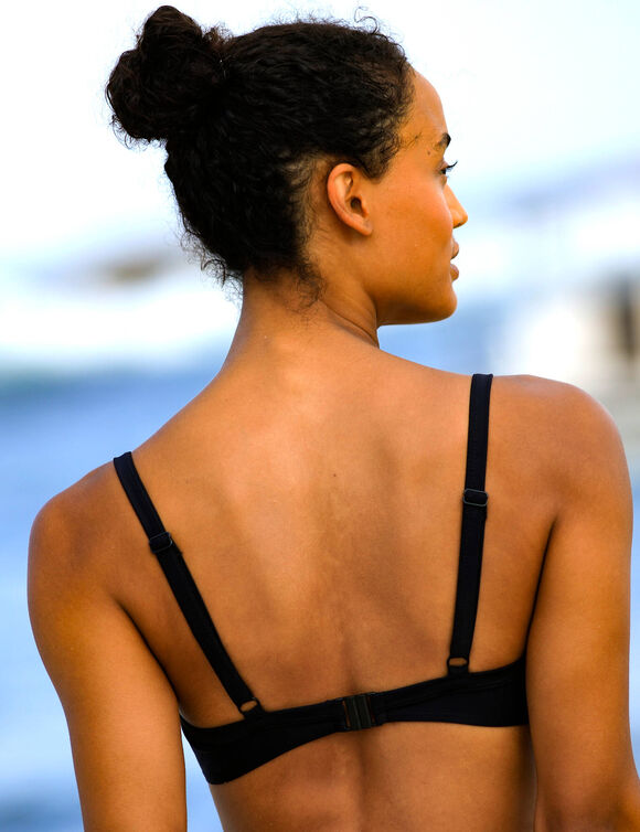 Haut de maillot de bain avec armatures drap&eacute; uni (noir)