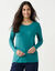 T-shirt uni col rond stretch (vert sapin)