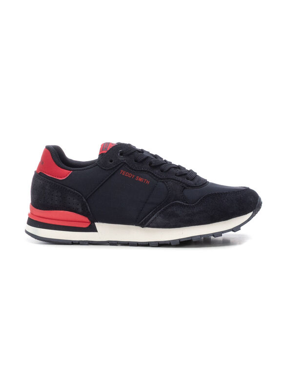 Vintage sneakers met kleurdetail (marine / rood)