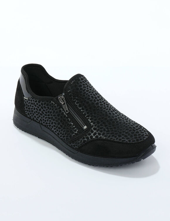 Baskets zipp&eacute;es sp&eacute;cial pieds sensibles en tissu extensible  (noir)