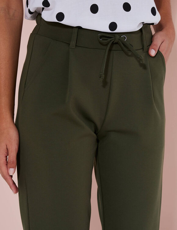 Pantalon chino uni, maille milano (kaki)