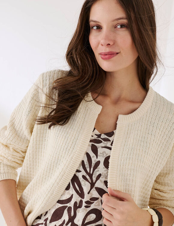 Cardigan en maille manches longues (&eacute;cru)