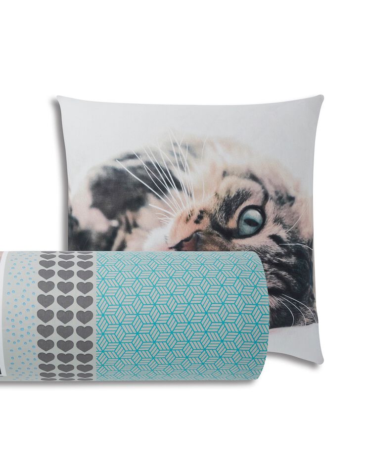 Linge de lit Funny en coton imprimé chats, gris Linge de lit Funny en coton imprimé chats, gris, hi-res image number 2