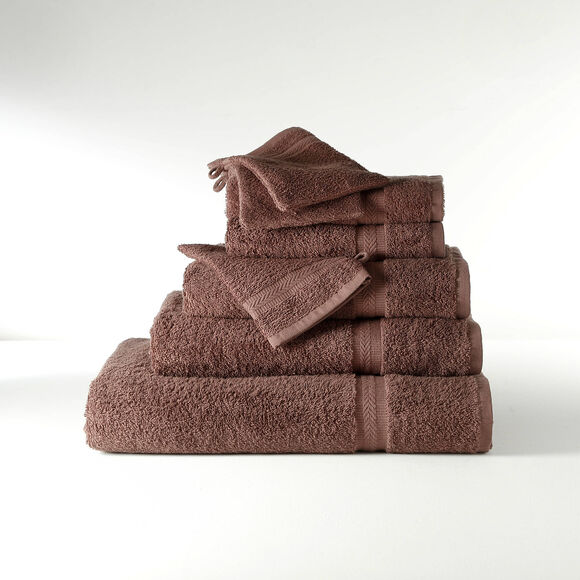 Collectie effen handdoeken 420 g/m2 met zacht comfort (chocolade)