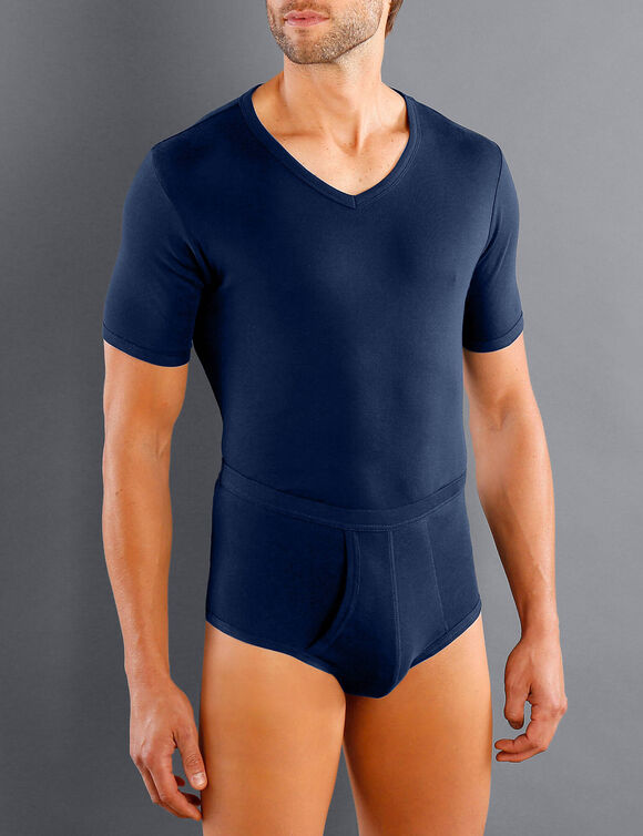 T-shirt met V-hals - herenondergoed, set van 3 (marine)