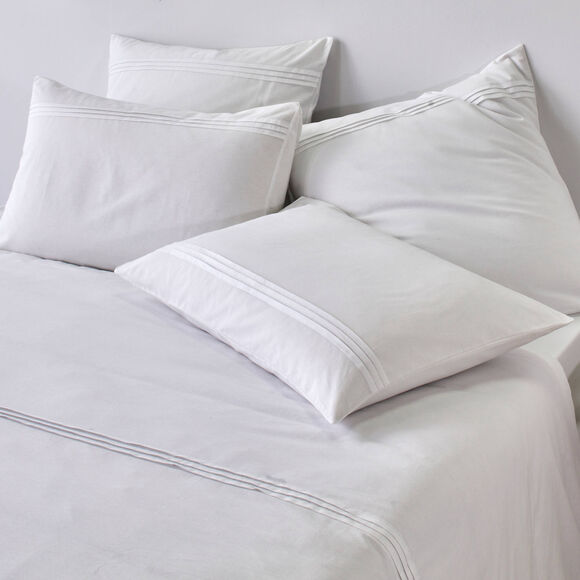 Wit bedlinnen met platte plooien Colombine® (wit)