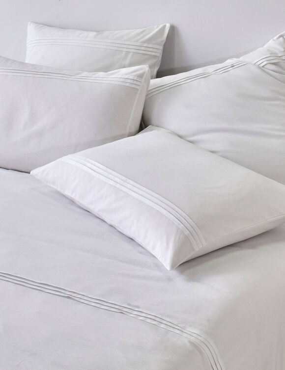 Linge de lit blanc plis plats Colombine® (blanc)