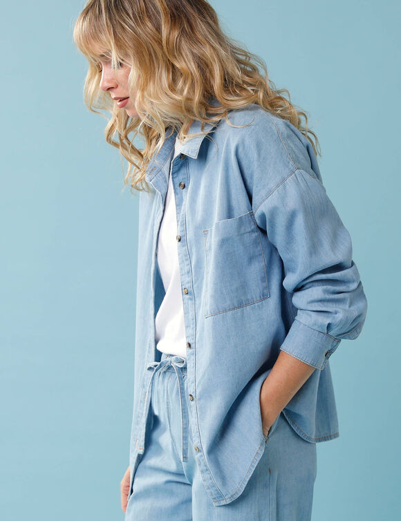 Chemise en denim Sp&eacute;cial Petite, coupe loose  (bleached)