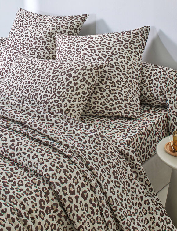 Linge de lit L&eacute;onard imprim&eacute; - coton 52 fils/cm&sup2; (beige)