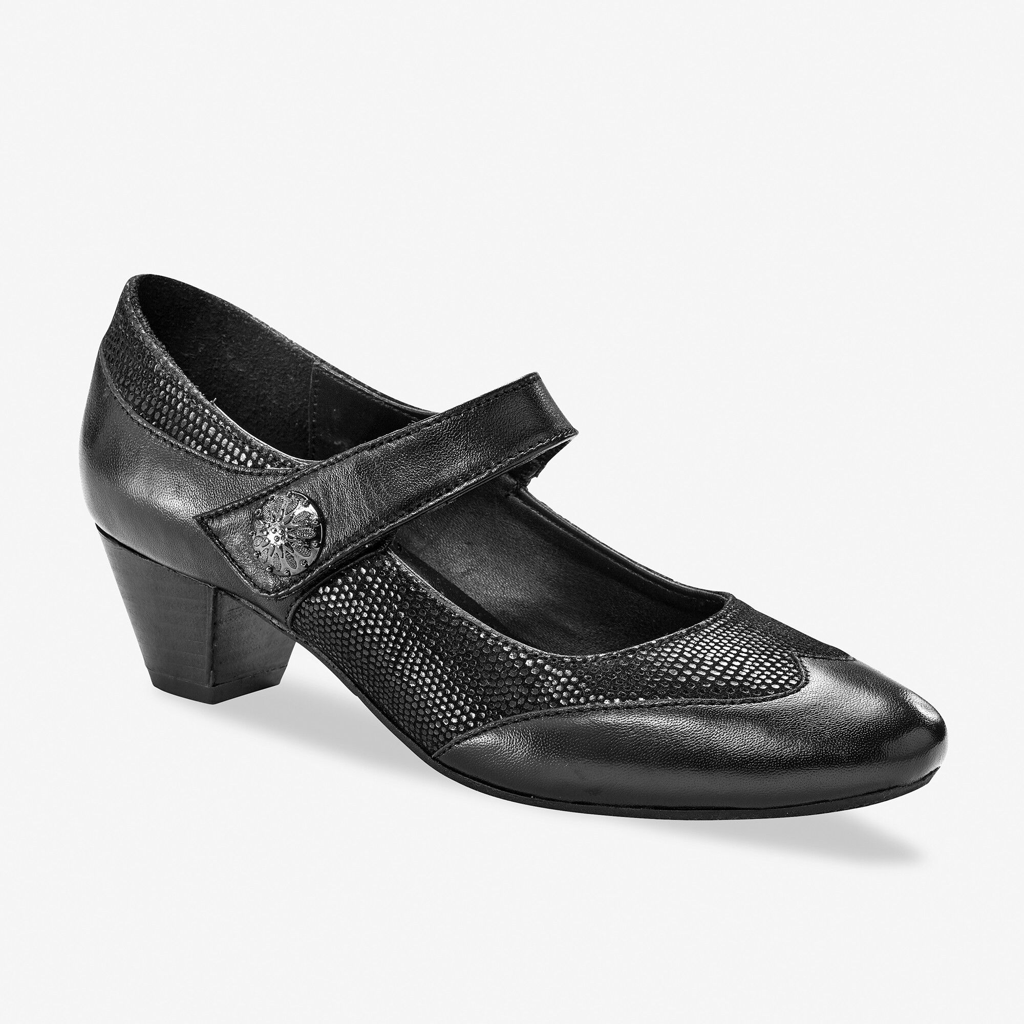 Leren schoenen met hak - zwart | Blancheporte