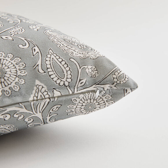 Housse de coussin imprim&eacute; indien - lot de 2 (gris)