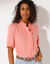 Chemisier manches courtes uni, gaze de coton (corail)