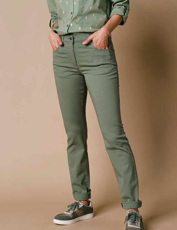 Pantalon sculptant, 5 poches (vert mousse)
