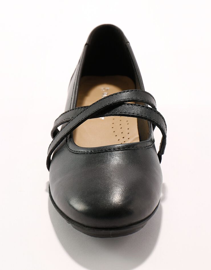 ondergoed Auckland strand Leren ballerina met riempjes, zwart | Blancheporte
