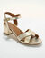Sandalen met hak, in LWG-gecertificeerd leer (goudkleurig)