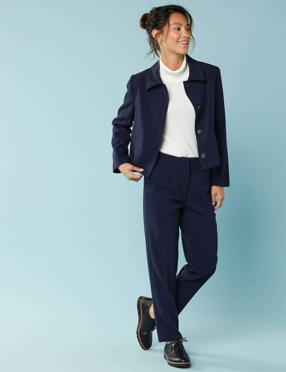 Pantalon cigarette uni, Sp&eacute;cial Petites (marine)