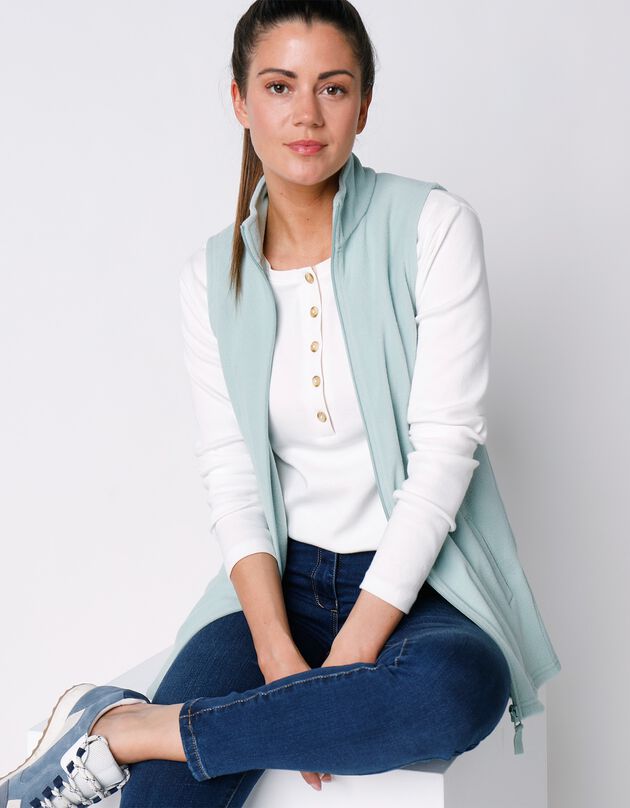 Veste polaire zippée sans manches (vert amande)