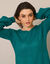Robe pull évasée en maille anglaise (vert émeraude)