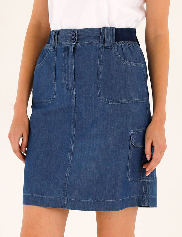 Jupe battle multi-poches, denim l&eacute;ger (stone)