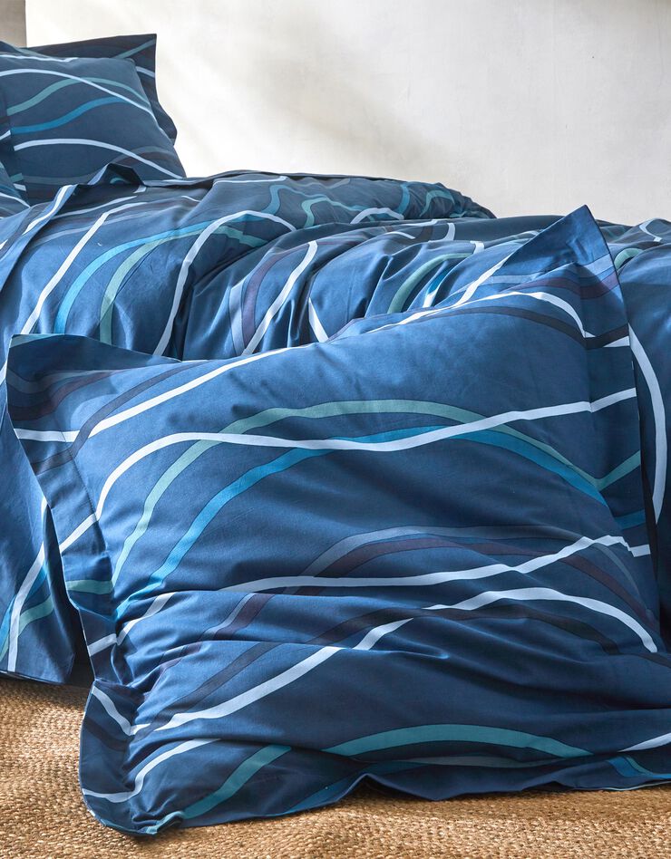 Linge de lit Serpentins en coton imprimé (marine)